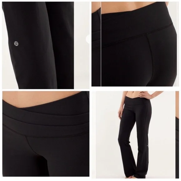 Black Women's Flared Yoga Pants - Classic Comfort - Picture 2 of 5